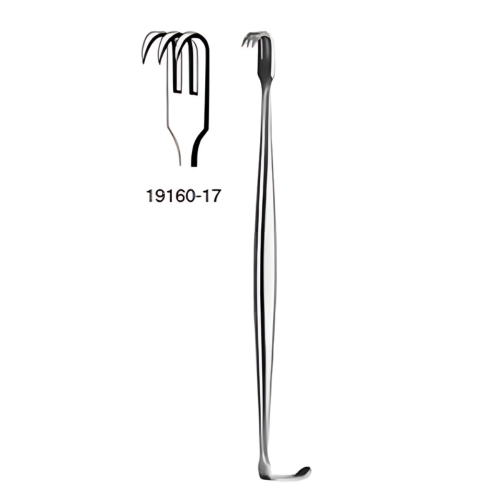 REDA Senn-Miller Double Retractor, 3 Teeth, Pointed - 17cm